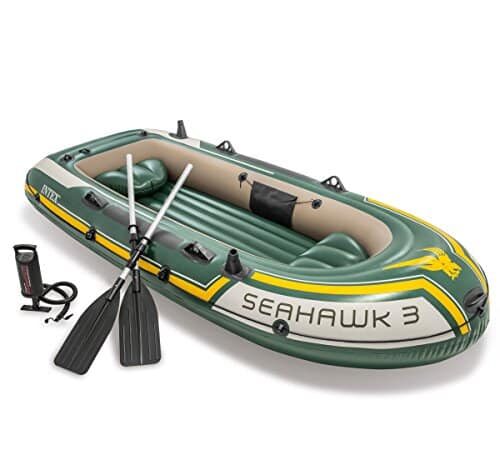 intex seahawk 3 3 person inflatable boat set with aluminum oars and high