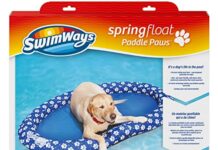 swimways paddle paws spring float dog raft large 65 lbs and up blue