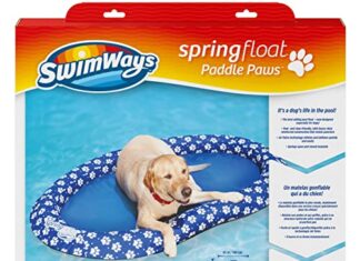 swimways paddle paws spring float dog raft large 65 lbs and up blue