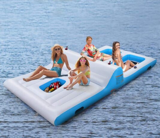 giant inflatable island huge floating island for family fun on the water 4