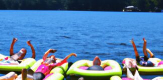 multi person floating water mats float with friends