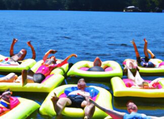 multi person floating water mats float with friends