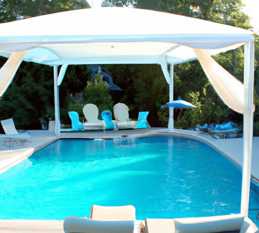 relax in the shade with these floating pool canopies