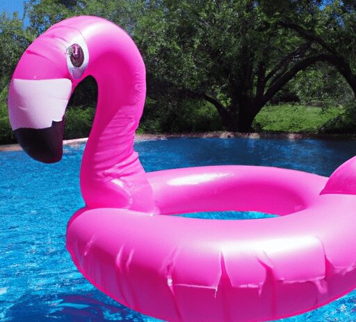 turn your pool into paradise with a giant flamingo float