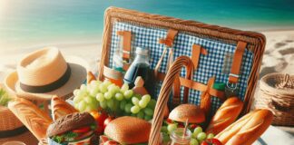 packed picnic baskets with beach meals and treats 1