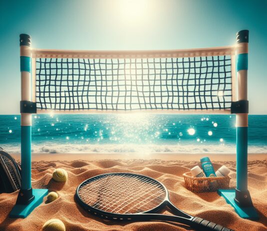 portable nets and gear for beach tennis matches 1
