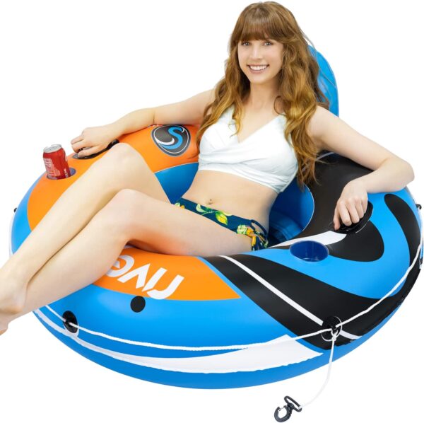 2024 New  Upgraded Sunlite Sports Heavy Duty River Tube Inflatable, Premium Water Float to Lounge Above Lake and River, Outdoor Water Raft Sport Fun, Recreational Use