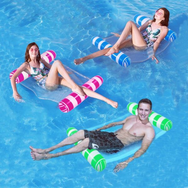3 Pack Upgrated XL Water Pool Floats, 4-in-1 (Hammock, Saddle, Lounge Chair, Drifter) Multi-Purpose Water Pool Float, Non-Stick PVC Material