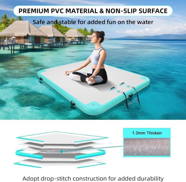 AZXRHWYGS Inflatable Floating Dock Air Dock Platform Floating Island Raft with None-Slip Surface for Pool Beach Ocean