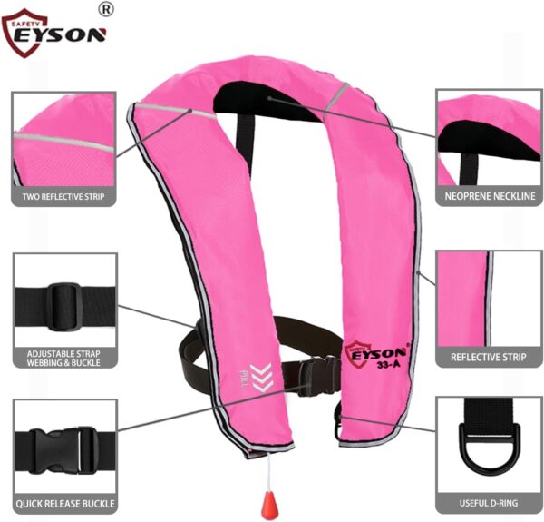 Eyson® Inflatable Life Jacket Life Vest Automatic (701 Pink Auto)