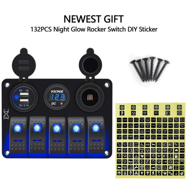 thumbnail image 2 of Buy Waterproof Marine Boat Rocker Switch Panel Gang With Dual Usb Slot 2 of 9
