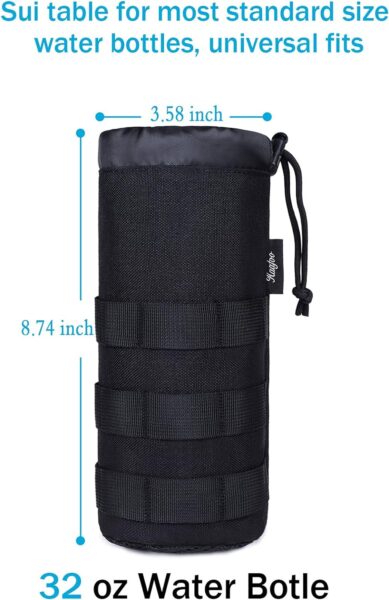Haafoo Molle Water Bottle Holder, Upgraded 1000D Nylon Tactical Molle Water Bottle Pouch, Sports Water Bottle Bag Bottom Mesh Lining Hydration Carrier for Camping, Climbing, Hiking and Travelling