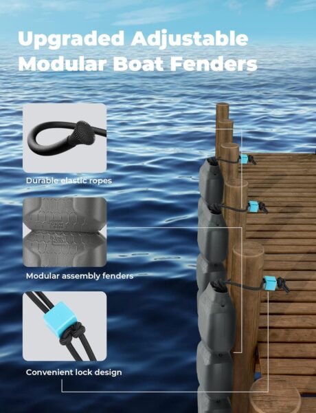 KEMIMOTO Boat Fenders Boat Bumpers for Docking Upgraded Boat Fenders Bumpers, Fit for Bass Boat and Jon Boat