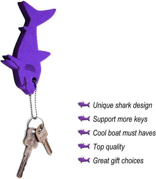 Liangery Floating Keychain for Boat Keys Marine Fishing Float Key Chain in Shark Style Floating Key Ring with Great Buoyance