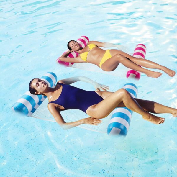 MOZSOY【3 Pack】 Premium Swimming Pool Float Hammock, Multi-Purpose Inflatable Hammock (Saddle, Lounge Chair, Hammock, Drifter), Water Hammock Lounge