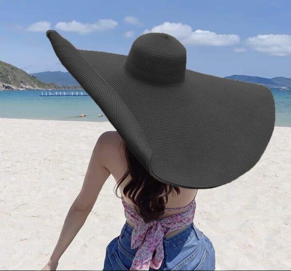 Oversized Beach Straw Hats for Women Floppy, Extra Large Sun Visor Hat Wide Brim Summer Roll Up Big Beach Hat Women Foldable