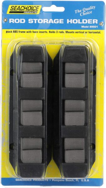 Seachoice 3-Rod Storage Holder, Black, ABS Plastic