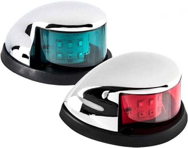 Sebnux Boat Navigation Light Red and Green LED Marine Navigation Boat Bow Light for Pontoon and Small Boat (Silver)