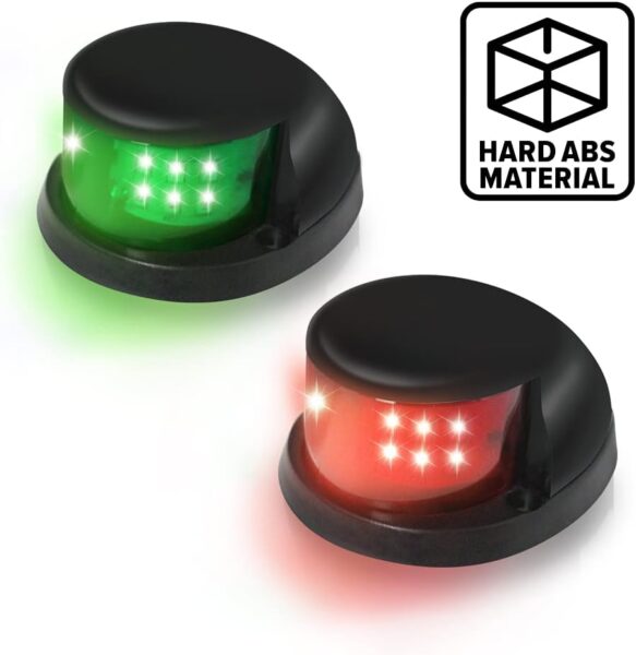 Sebnux Boat Navigation Light Red and Green LED Marine Navigation Boat Bow Light for Pontoon and Small Boat (Silver)