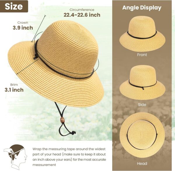 Simplicity Womens UPF 50+ Wide Brim Braided Straw Sun Hat with Lanyard