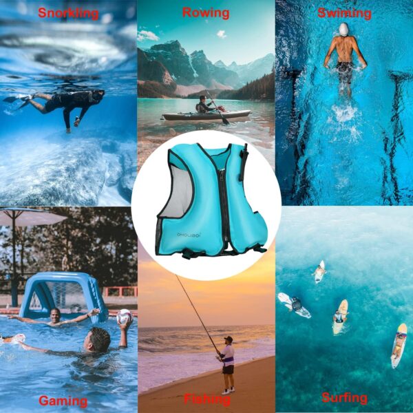Snorkel Vest for Adults, Inflatable Snorkeling Vest, Swim Jackets, Inflatable Safety Float Jackets for Women/Men, 40-100kg, Swimming Vests for Kayaking, Paddle Boarding, Fishing, Surfing, Snorkel, Watersports,Rafting