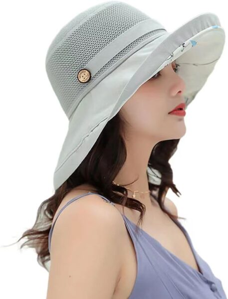Summer Mesh Sun Hats for Women UV Protection Wide Brim Packable Beach Bucket Hat