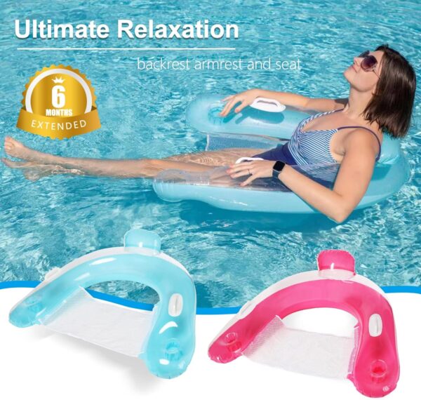 【2 Pack】 Inflatable Pool Floats Lounger,Water Leisure Inflatable Floating Chair with Pool Floating Tube Armchair and Cup Holder - Backrest Pool Toys Party Floating Chair,for Swimming Pool Adult Party