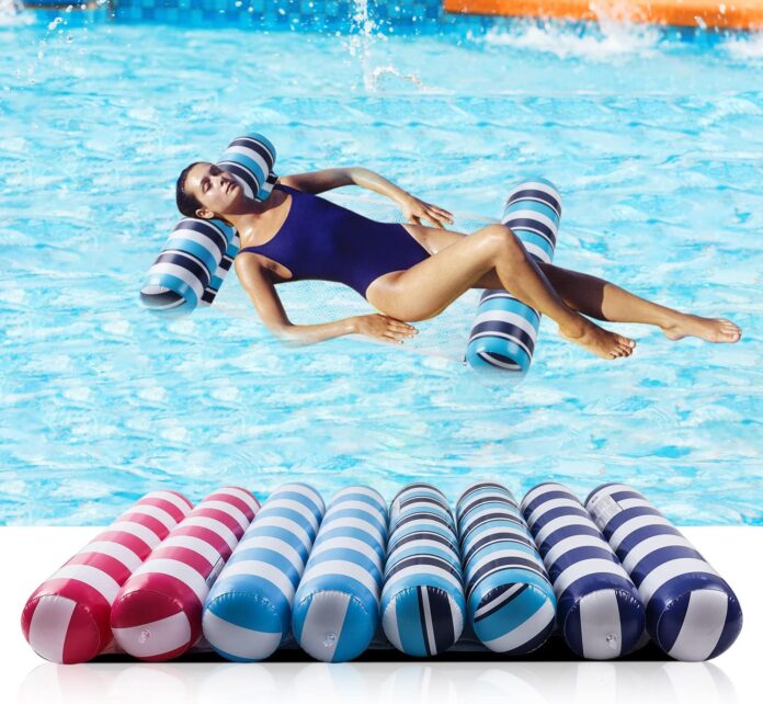 4 pack inflatable pool blow up tanning pool premium swimming pool float hammock multi purpose inflatable hammock saddle