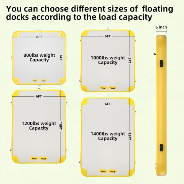 6ft/8ft/10ft/12ft Inflatable Floating Dock Platform, Inflatable Raft Water Pad for Adults, Multi-Person Air Floating Islands Mat for Lake Pool Beach Ocean