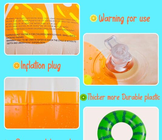 90shine 5pcs fruit pool floats watermelon kiwi orange lemon swimming rings with 135 beach ball inflatable tubes floaties 1