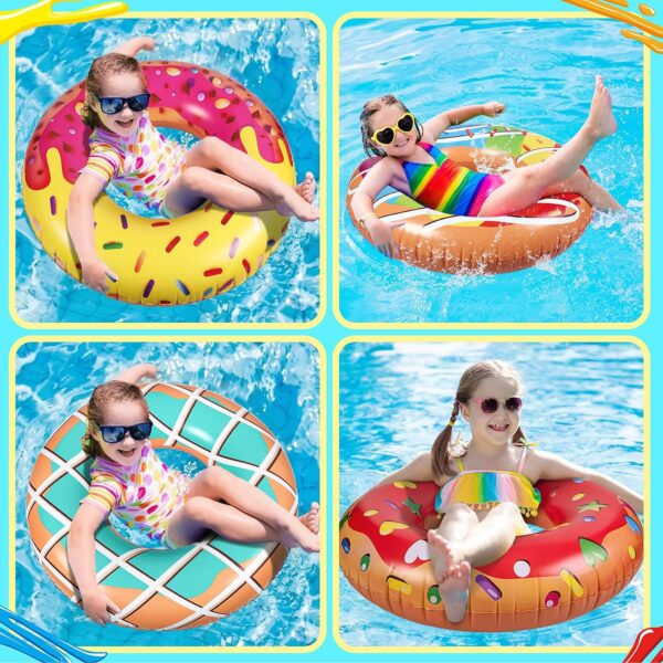 90shine 5PCS Fruit Pool Floats Watermelon Kiwi Orange Lemon Swimming Rings with 13.5 Beach Ball - Inflatable Tubes Floaties Toys for Kids Adults