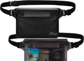 airuntech waterproof pouch with waist strap 2 pack accessories best way to keep your phone and valuables safe and dry pe