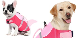 aofitee dog life jacket ripstop dog life vest for swimming shark dog safety vest reflective dog lifesaver with superior 