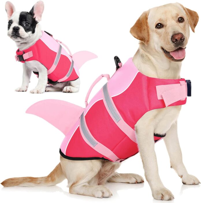 aofitee dog life jacket ripstop dog life vest for swimming shark dog safety vest reflective dog lifesaver with superior 