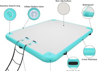 azxrhwygs inflatable floating dock floating dock platform 10x6 ft floating raft with air pump carry bag for lakeboatsisl 3