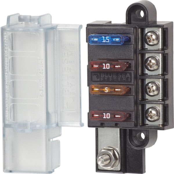 Blue Sea Systems 5025 ST Blade Fuse Block 6 Circuit with Ground and Cover