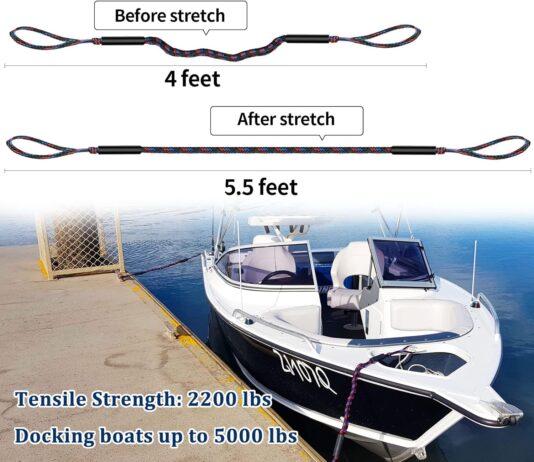 botepon boat bungee dock lines boating gifts for men boat accessories pontoon accessories mooring lines for bass boat 4 1 4