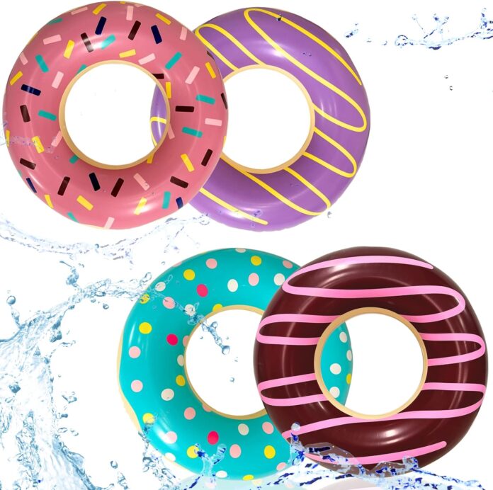 donut pool floats kids adults 30 4 pack floaties for swimming pool donut inflatables for party decorations props by 4es