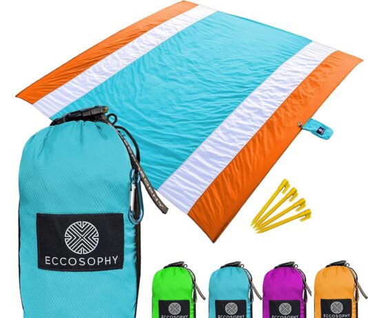 ECCOSOPHY Sandproof Beach Blanket Review eccosophy sandproof beach blanket oversized sand free beach mat 9x10 lightweight outdoor picnic blanket anchored with 4