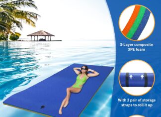 floating mat 91218 x 6ft water floating mat pad for lake extra large floating island 3 layer tear resistant xpe foam mul 2