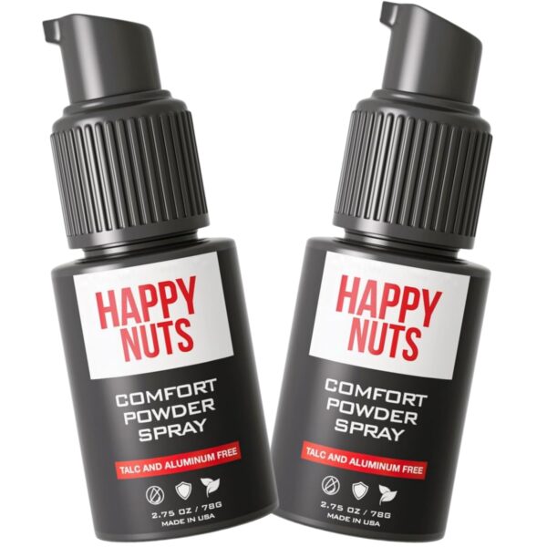 Happy Nuts Mens Comfort Powder Spray: Anti Chafing  Deodorant, Aluminum-Free, Sweat and Odor Control for Jock Itch, Groin and Mens Private Parts (1 Pack, Original) (1 Pack, Original) (1 Pack)