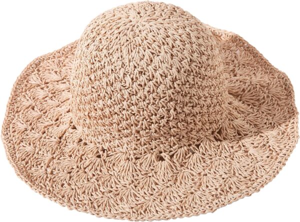 Lanzom Womens Ladies Straw Hat Wide Brim Beach Sun Cap Foldable Large Floppy Braided Sun Hat for Travel