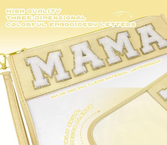 lsxia chenille letter clear travel zipper pouch nylon makeup bag preppy clear cosmetic toiletry bag water proof makeupsn 4