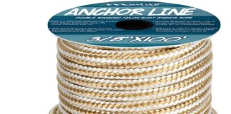 marine system made 38 inch 100ft 150ft goldwhite nylon anchor line double braided anchor ropeline with thimble 38 x 100