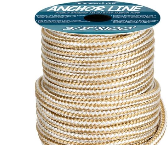 marine system made 38 inch 100ft 150ft goldwhite nylon anchor line double braided anchor ropeline with thimble 38 x 100
