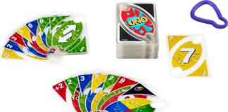 mattel games uno splash card game with waterproof cards and portable clip for travel camping and game nights away 1