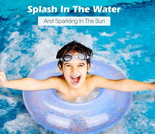 moko swim rings with glitter inflatable pool float swimming pool float tube round shaped swimming tube water fun beach p 1
