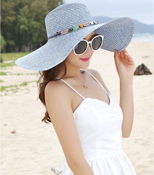 MYSNKU Womens Big Bowknot Straw Hat Large Floppy Foldable Roll up Beach Cap Sun Hat Summer UV Protection Beach Cap