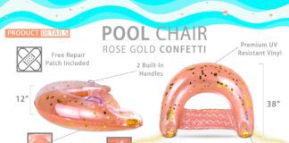 poza inflatable pool float chair luxurious lounger filled with sparkle confetti 2 built in cup holders handles water flo 3