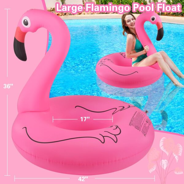 Sinbyuer Flamingo Inflatable Pool Floats, Pool Tubes Swim Ring Pink Pool Float, 42 Large Pool Float, Pool Inner Tube Beach Floats for Adults, Blow Up Floaties Water Floaties Pool Raft Lounger Lake